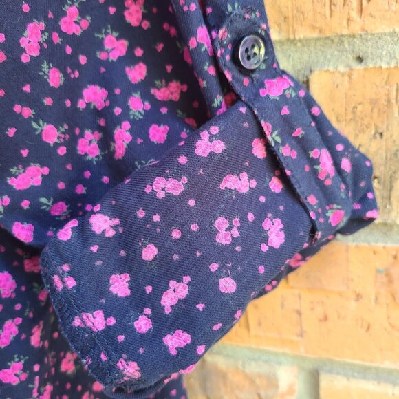 Faded Glory Womens Top Blouse Button Front Long Sleeves Roll Tab Ruffles Size 20 - Picture 8 of 9